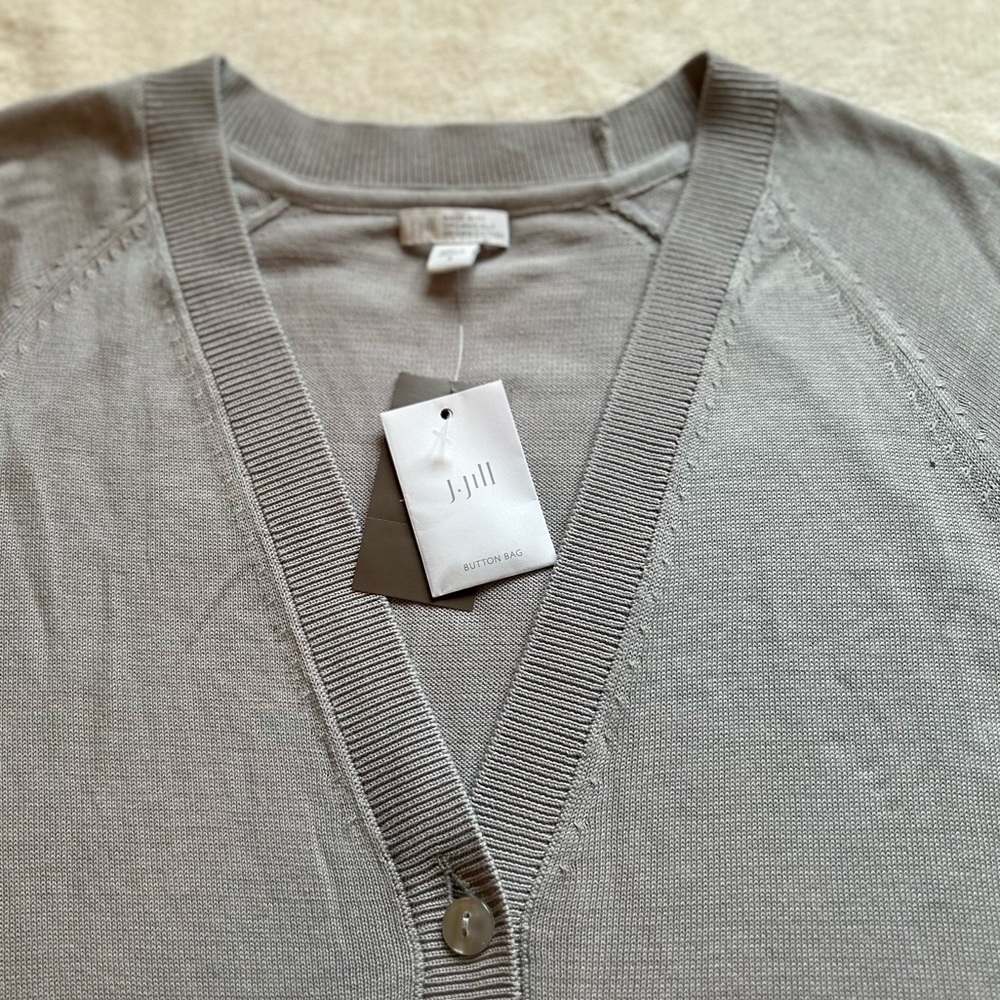 J.Jill Organically Grown Cotton V-Neck Button-up Cardi Gray Size Small - Picture 8 of 13